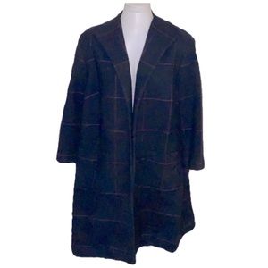 Pea Coat Open Wool Long Black One Pocket Per Side.